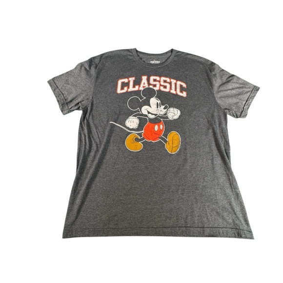 Disney Mickey Mouse Classic T-Shirt Adult XL Gray Red Graphic Tee Vintage Look - Picture 1 of 6